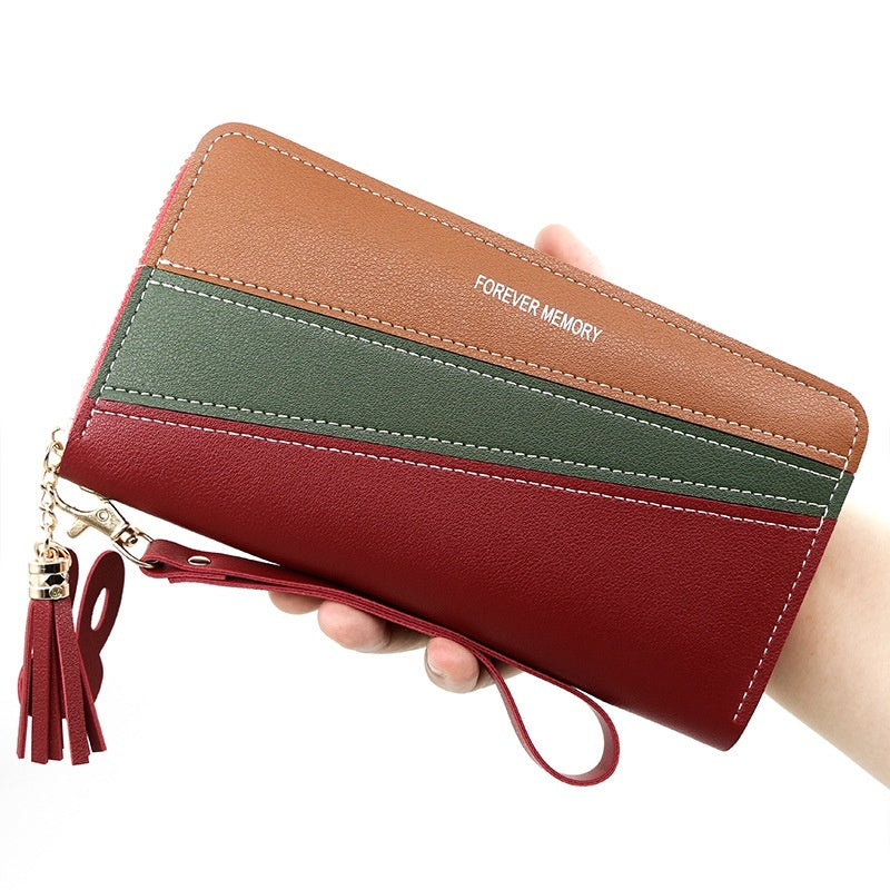 Synthetic Leather Card Holder Coin Purse with Contrast Colors in Medium Length - R8901-11 Fashionably Funny coin purse