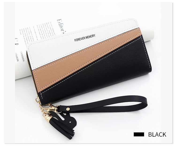 Synthetic Leather Card Holder Coin Purse with Contrast Colors in Medium Length - R8901-11 Fashionably Funny coin purse