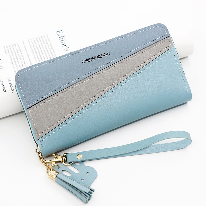 Synthetic Leather Card Holder Coin Purse with Contrast Colors in Medium Length - R8901-11 Fashionably Funny coin purse