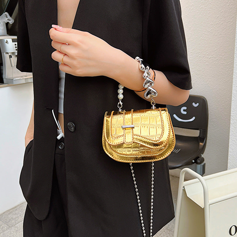 Synthetic Leather Laser Pearl Tote with Multiple Color Options for Daily - Teleplus Use laser pearl tote saddle girl