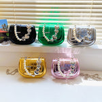 Synthetic Leather Laser Pearl Tote with Multiple Color Options for Daily - Teleplus Use laser pearl tote saddle girl