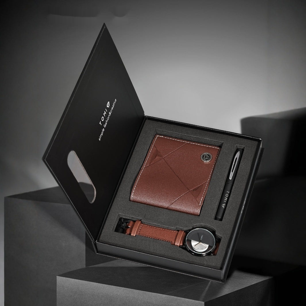 T080-1 Belt Wallet Watch and Signature Pen Gift Set for Men - t080-1