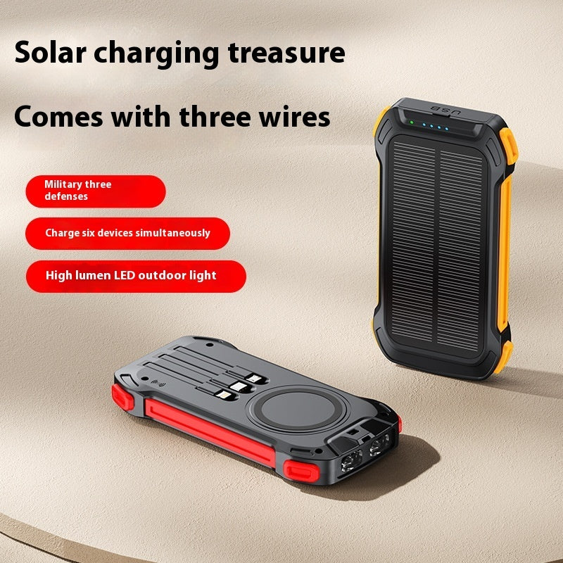 Taineng Yang Wireless Charging With Built-in Cable Outdoor Mobile Power Bank - Taineng Yang Solar Charging Wireless