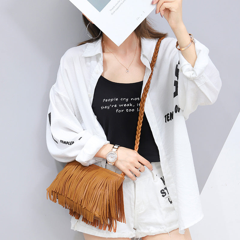 Tassel Bag Shoulder Crossbody for Women in Solid Colors - Teleplus tassel bag shoulder crossbody
