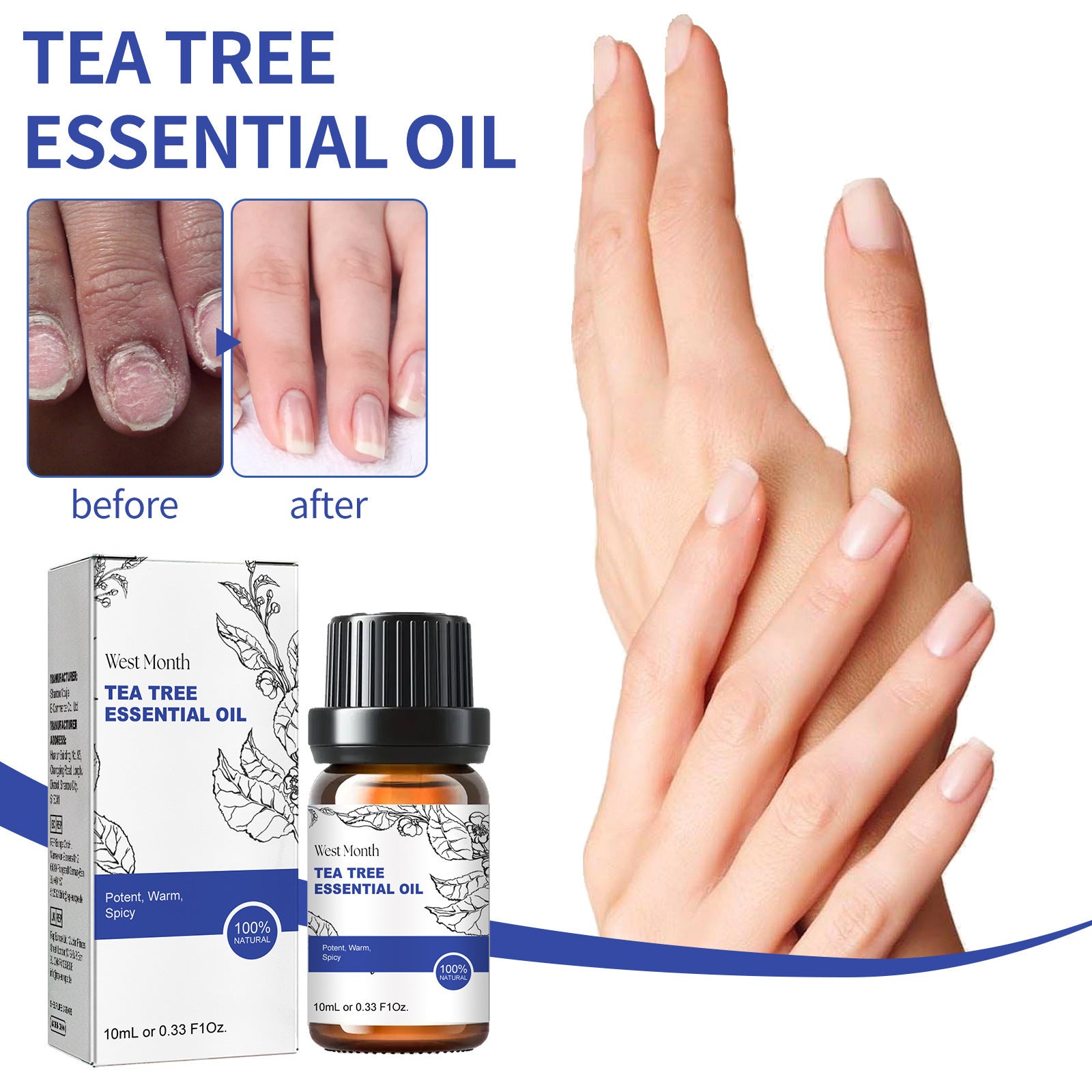 Tea Tree Oil for Nails and Skin Repair 10ml Moisturizing Essence - Teleplus Moisturizer tea tree