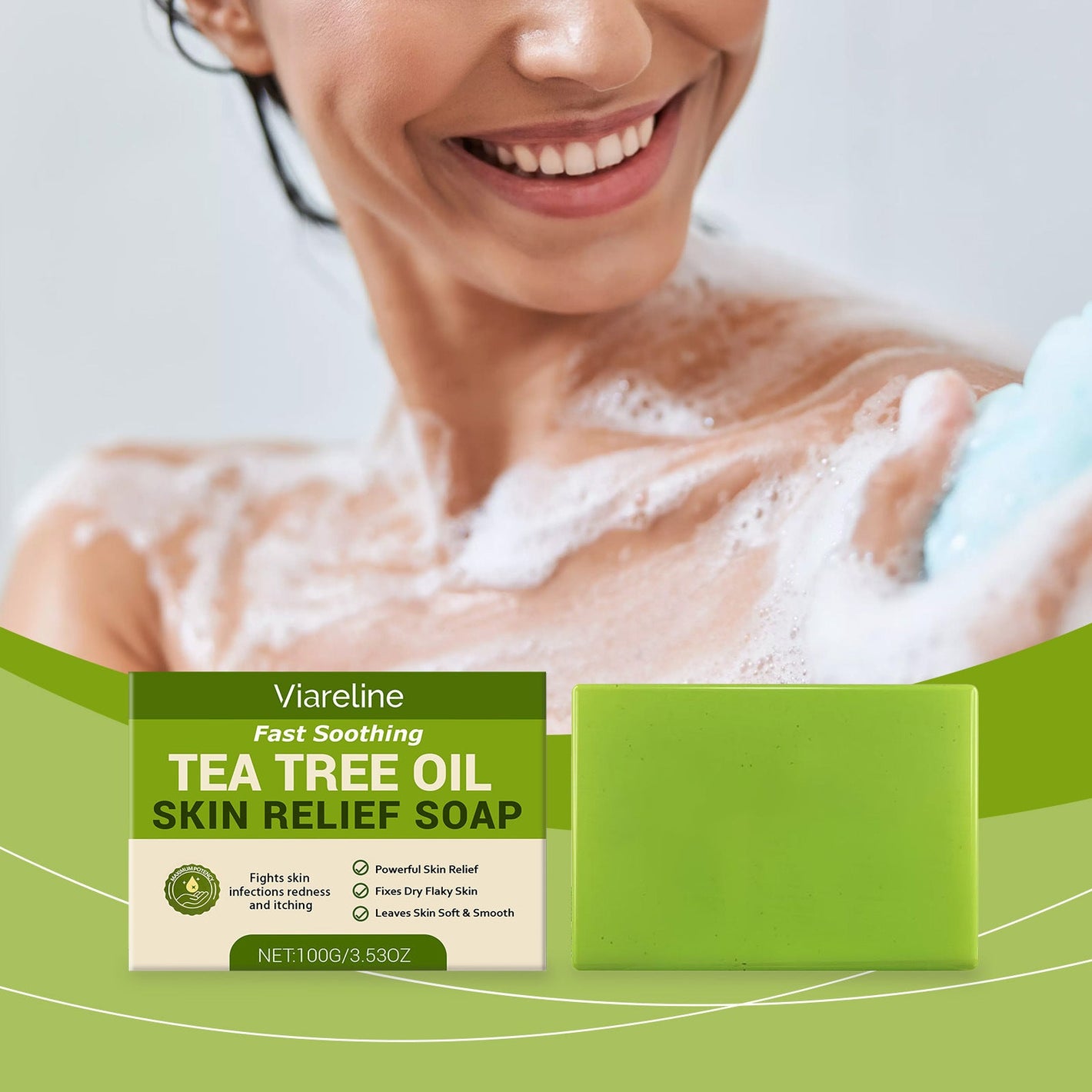 Tea Tree Oil Universal Skin Relief Bar with Coconut and Olive 100g - tea tree oil olive