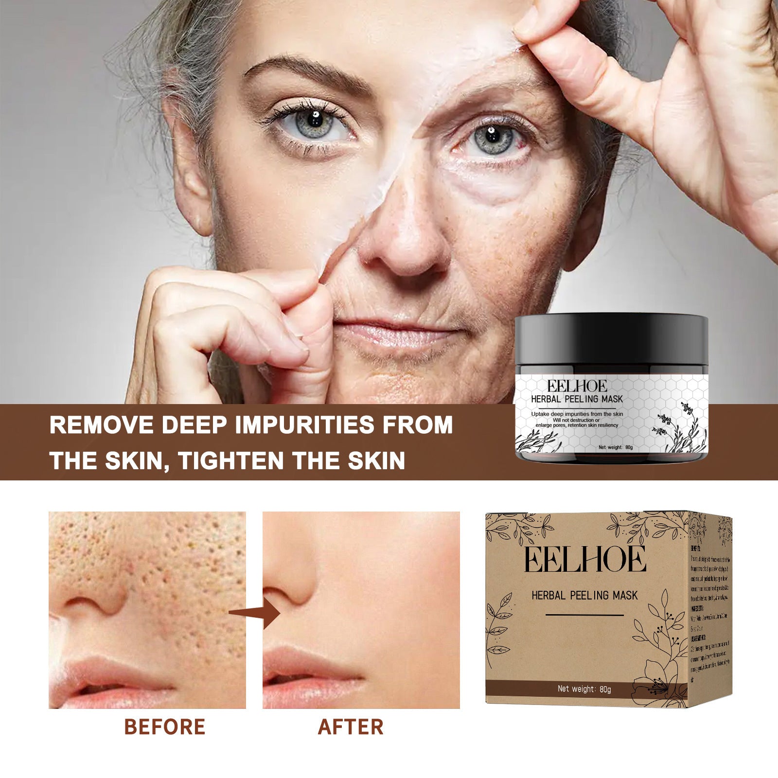 Hydrating Mask for Deep Cleansing Skin and Blackhead Pores 80ml - Tear Away Blackheads with Delight deep cleansing skin