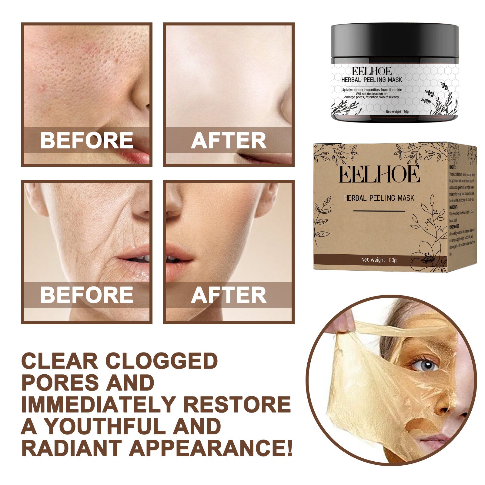 Hydrating Mask for Deep Cleansing Skin and Blackhead Pores 80ml - Tear Away Blackheads with Delight deep cleansing skin