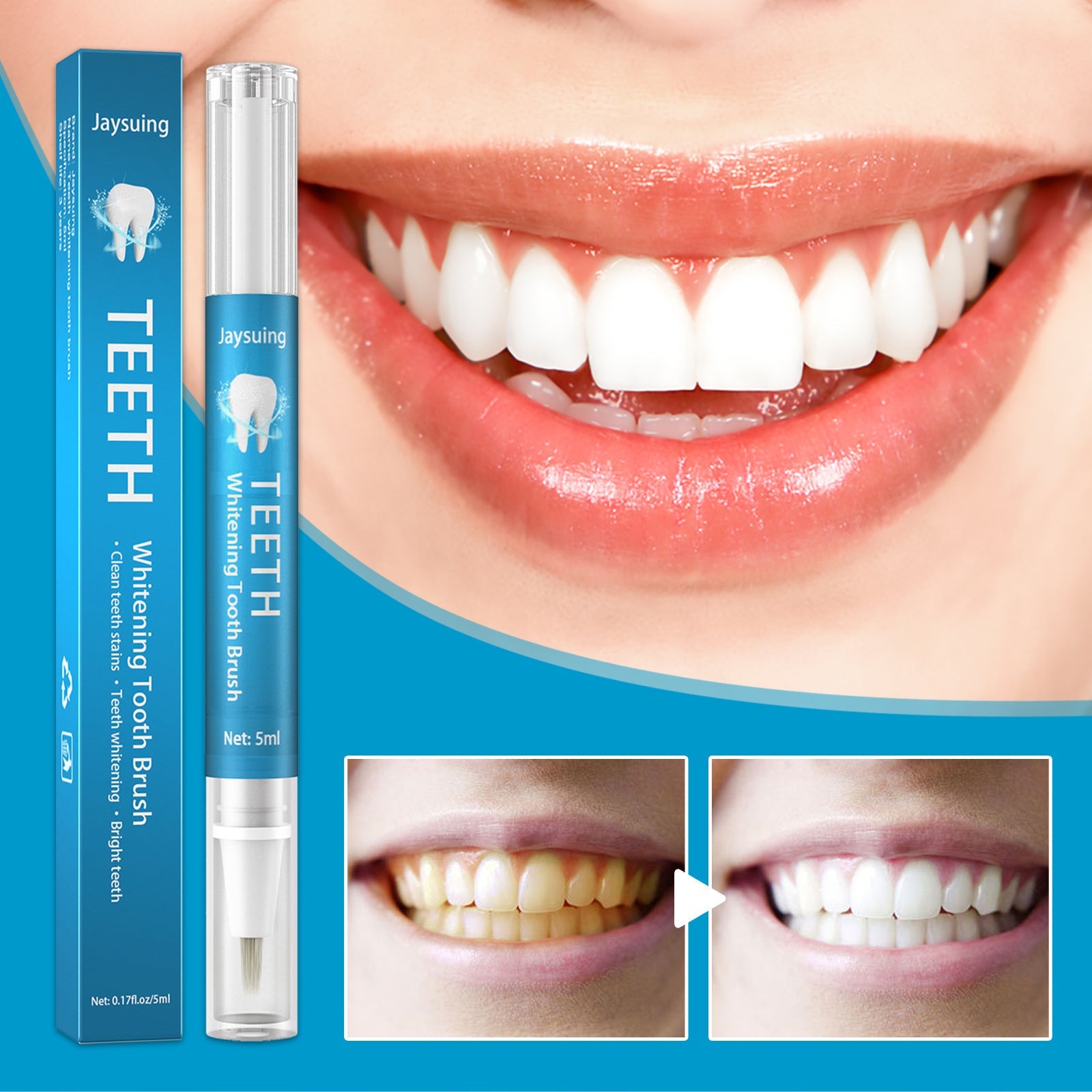 Teeth White Pen for Brightening Oral Care Remove Stains and Yellowing - Smile Brighter with the Magic teeth white pen