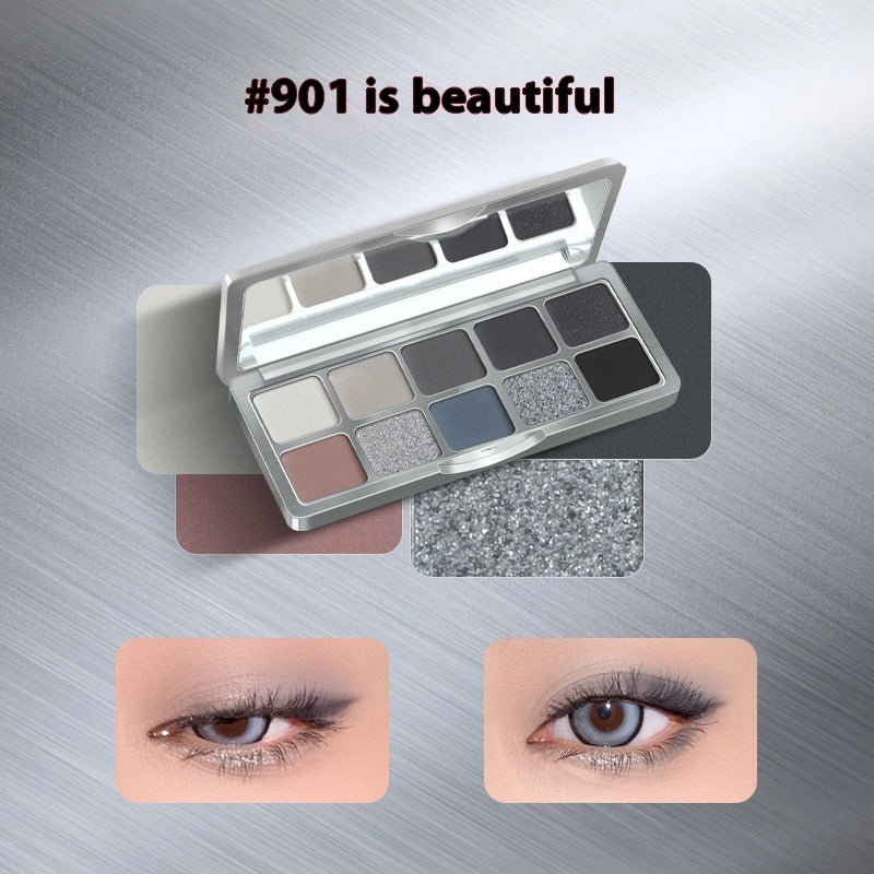Ten Color Eyeshadow Palette with Glittering Blue and Matte Finish for Any Look - Teleplus ten color eyeshadow