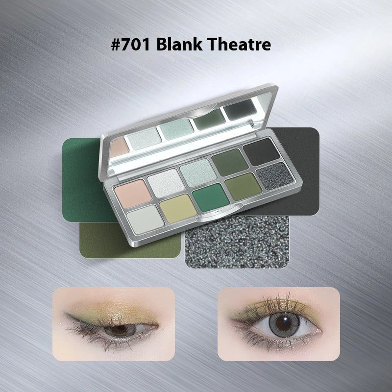 Ten Color Eyeshadow Palette with Glittering Blue and Matte Finish for Any Look - Teleplus ten color eyeshadow