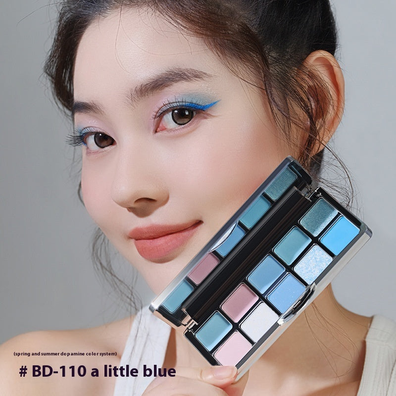 Ten Color Eyeshadow Palette with Glittering Blue and Matte Finish for Any Look - Teleplus ten color eyeshadow