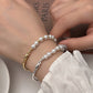 Electroplated Gold and Silver Texture Pearl Bracelets for Women - Bracelet with Bright Beaded texture pearl bracelet
