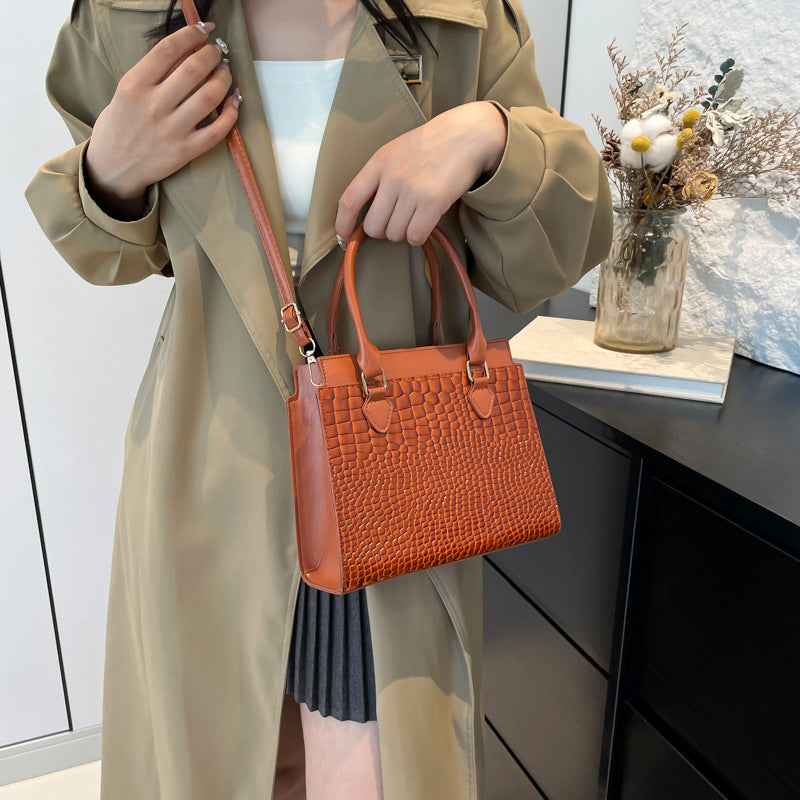 Textured Commuter Tote with Crocodile Pattern and Multiple Color Options - Teleplus Colors textured commuter tote