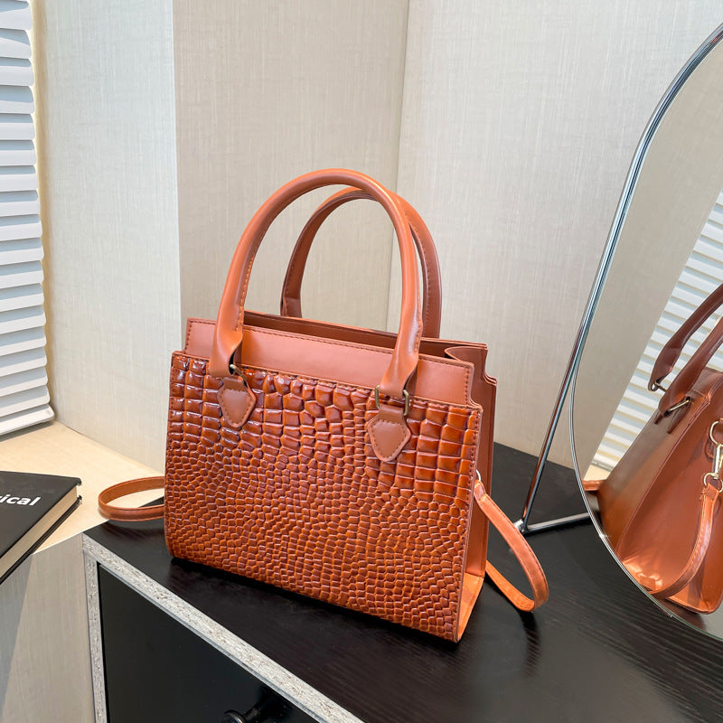 Textured Commuter Tote with Crocodile Pattern and Multiple Color Options - Teleplus Colors textured commuter tote