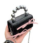Textured Cute Bow Mini Chain Handbag with Interior Pocket and PU Outer Bag - Teleplus textured cute bow mini chain