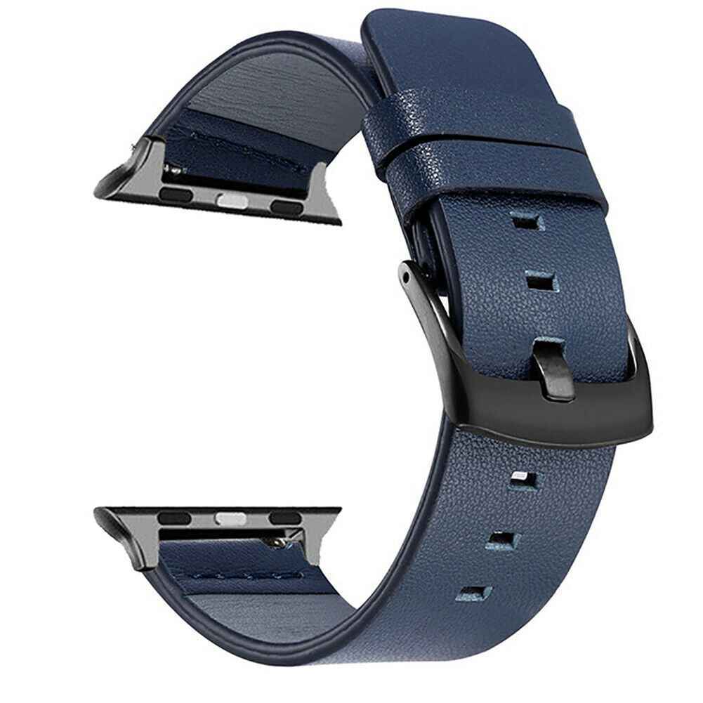 Leather Watch Strap Replacement with Connector for Apple 38mm 42mm - First Layer strap replacement connector