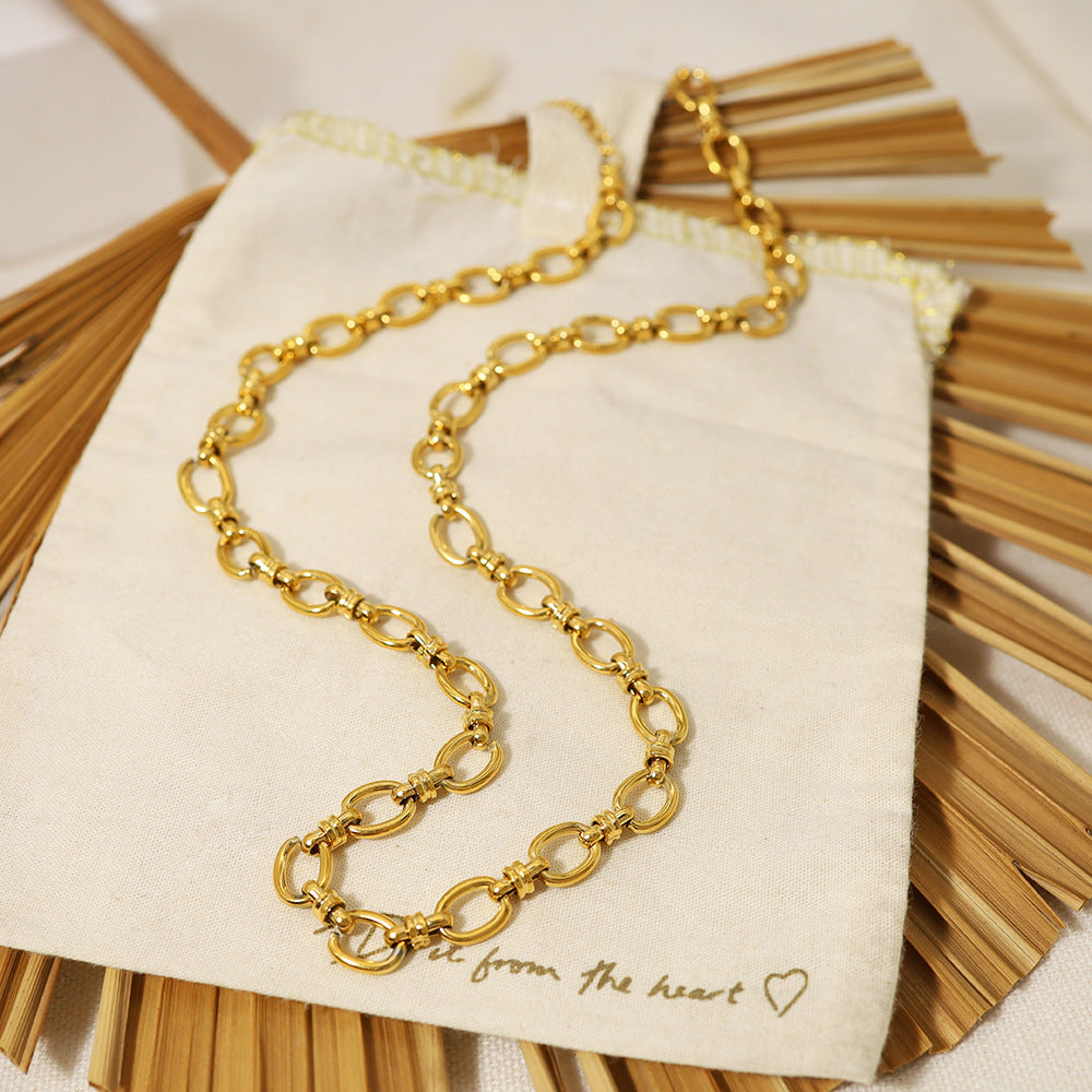 Titanium Steel Cuban Link Chain for Women with Round Pendant - Thick Style in round cuban link chain titanium steel