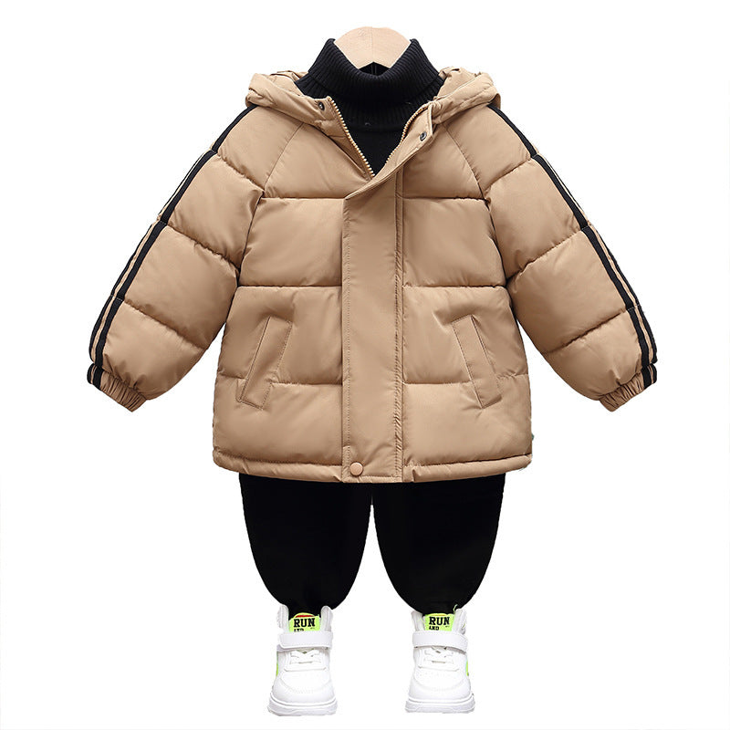Thickened Cotton Clothes Fall Winter Coat with Zip-Up Design - cotton clothes thickened fall winter coat