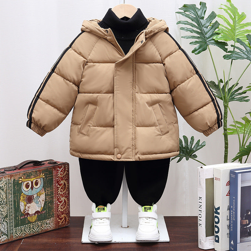 Thickened Cotton Clothes Fall Winter Coat with Zip-Up Design - cotton clothes thickened fall winter coat