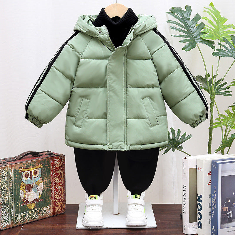 Thickened Cotton Clothes Fall Winter Coat with Zip-Up Design - cotton clothes thickened fall winter coat