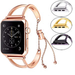 Three Bead Stainless Steel Smart Watch Strap Metal for Apple Watches - three bead stainless steel smart watch strap