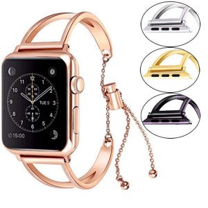 Three Bead Stainless Steel Smart Watch Strap Metal for Apple Watches - three bead stainless steel smart watch strap