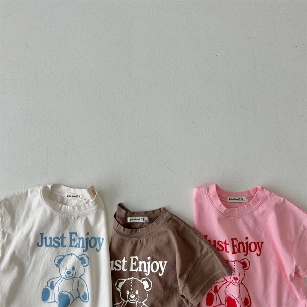 Three-color Infant Toddler Cartoon Bear Top Short-sleeved Casual T-shirt - Toddler Bear Tee for Mini Fashionistas