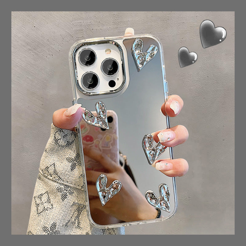 Three-Dimensional Five Hearts Electroplated Mirror Bracelet with Pleated Design - Teleplus three-dimensional five