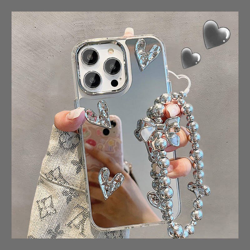 Three-Dimensional Five Hearts Electroplated Mirror Bracelet with Pleated Design - Teleplus three-dimensional five