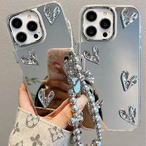 Three-Dimensional Five Hearts Electroplated Mirror Bracelet with Pleated Design - Teleplus three-dimensional five