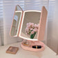 Three Fold LED Makeup Mirror with USB Rechargeable Lighting and Luxury Gift Box - Teleplus three fold led makeup mirror
