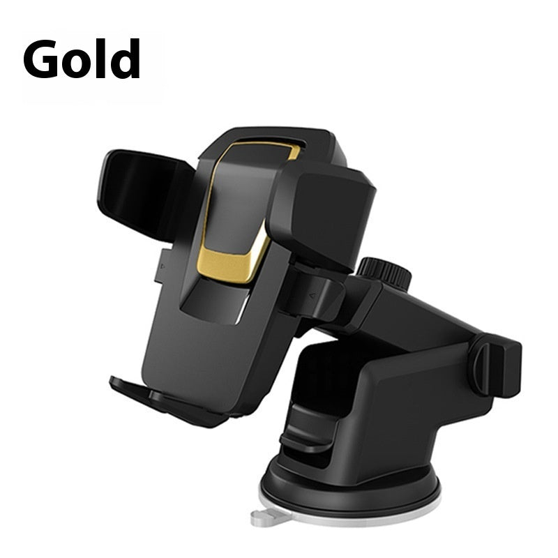 Three-in-One Car Phone Holder with Adhesive Pad in Gold Silver Black - car phone holder adhesive pad