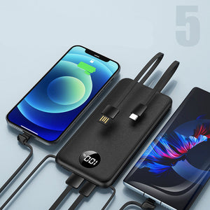 Three-In-One Fast Charging Mobile Power Bank With Large Capacity And Self-Contained Line - Three-In-One Fast Charging