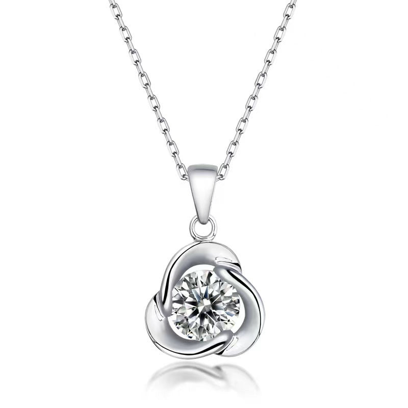 Three-piece Leaf Flower Clavicle Necklace - Three-Piece Leaf Flower Clavicle Necklace in Silver