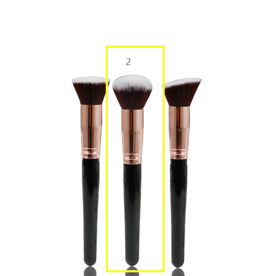 Three Piece Portable Makeup Brush Set with Flat Head Bevel and Wool Tips - Teleplus flat head bevel three piece