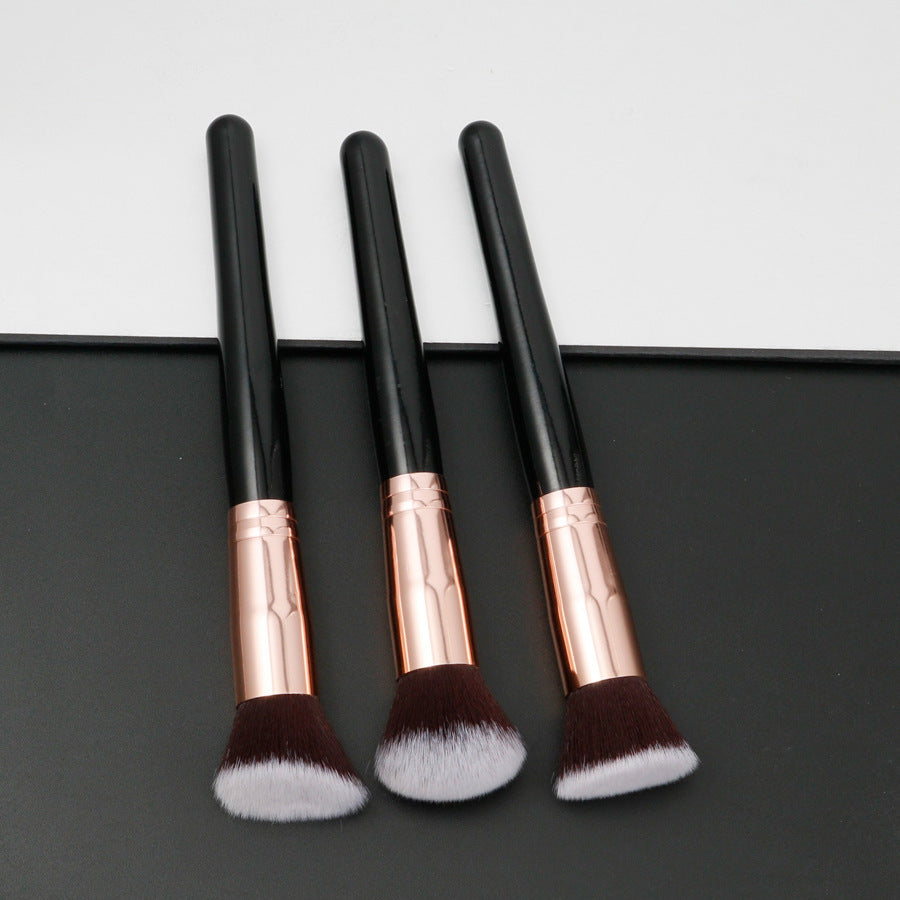 Three Piece Portable Makeup Brush Set with Flat Head Bevel and Wool Tips - Teleplus flat head bevel three piece