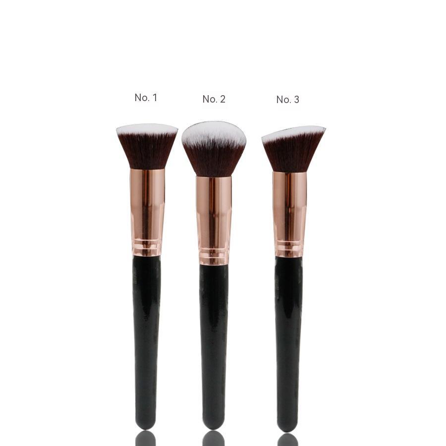 Three Piece Portable Makeup Brush Set with Flat Head Bevel and Wool Tips - Teleplus flat head bevel three piece