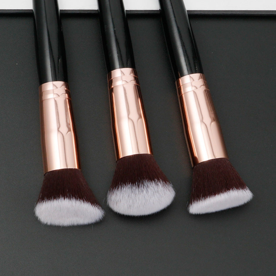 Three Piece Portable Makeup Brush Set with Flat Head Bevel and Wool Tips - Teleplus flat head bevel three piece