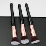 Three Piece Portable Makeup Brush Set with Flat Head Bevel and Wool Tips - Teleplus flat head bevel three piece