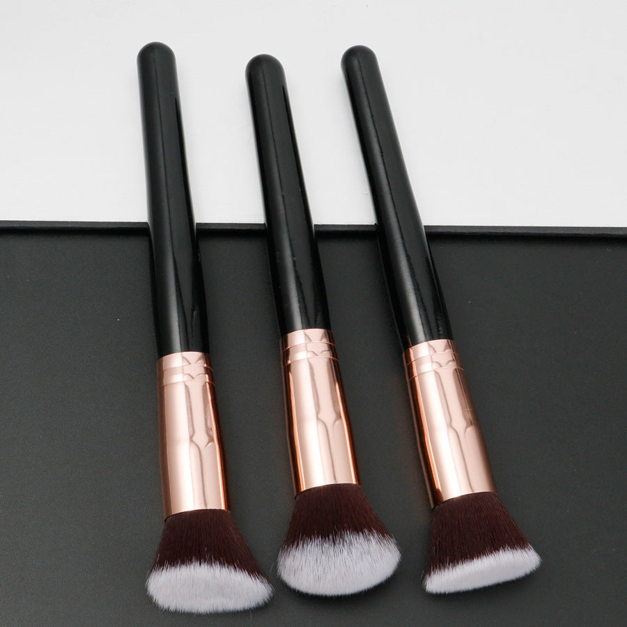 Three Piece Portable Makeup Brush Set with Flat Head Bevel and Wool Tips - Teleplus flat head bevel three piece