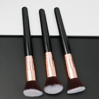 Three Piece Portable Makeup Brush Set with Flat Head Bevel and Wool Tips - Teleplus flat head bevel three piece