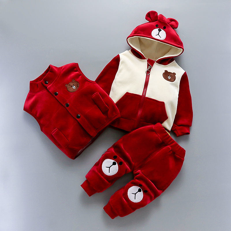 Korean Cartoon Cotton Children’s Clothing for 3-4 Years in Green or Wine Red - Tiny Outfits Tots Who Think They’re