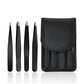 Three Piece Set Stainless Steel Eyebrow and Eyelash Plucking Forceps with Leather Pattern - Perfect Your Brows Tools