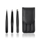 Three Piece Set Stainless Steel Eyebrow and Eyelash Plucking Forceps with Leather Pattern - Perfect Your Brows Tools
