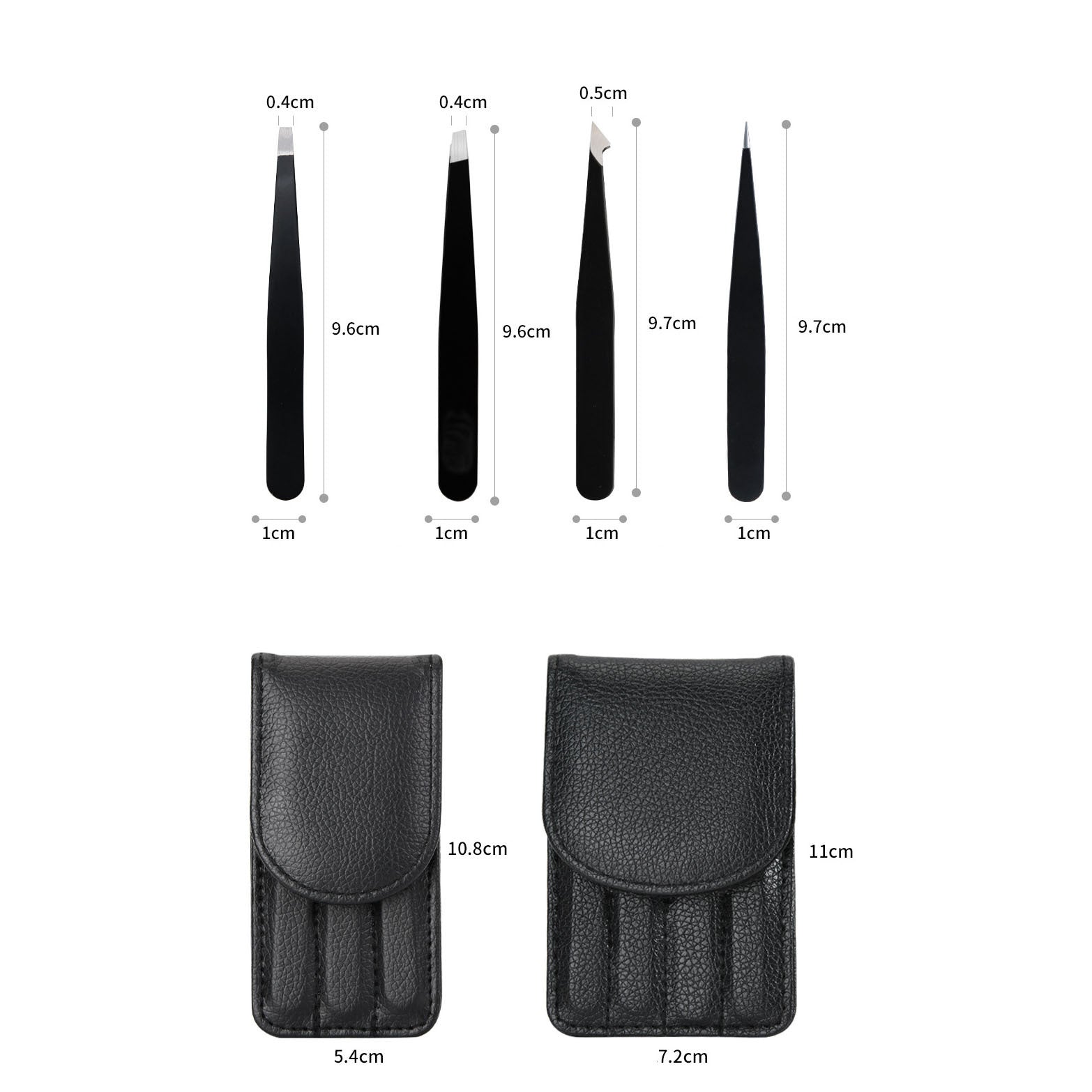 Three Piece Set Stainless Steel Eyebrow and Eyelash Plucking Forceps with Leather Pattern - Perfect Your Brows Tools
