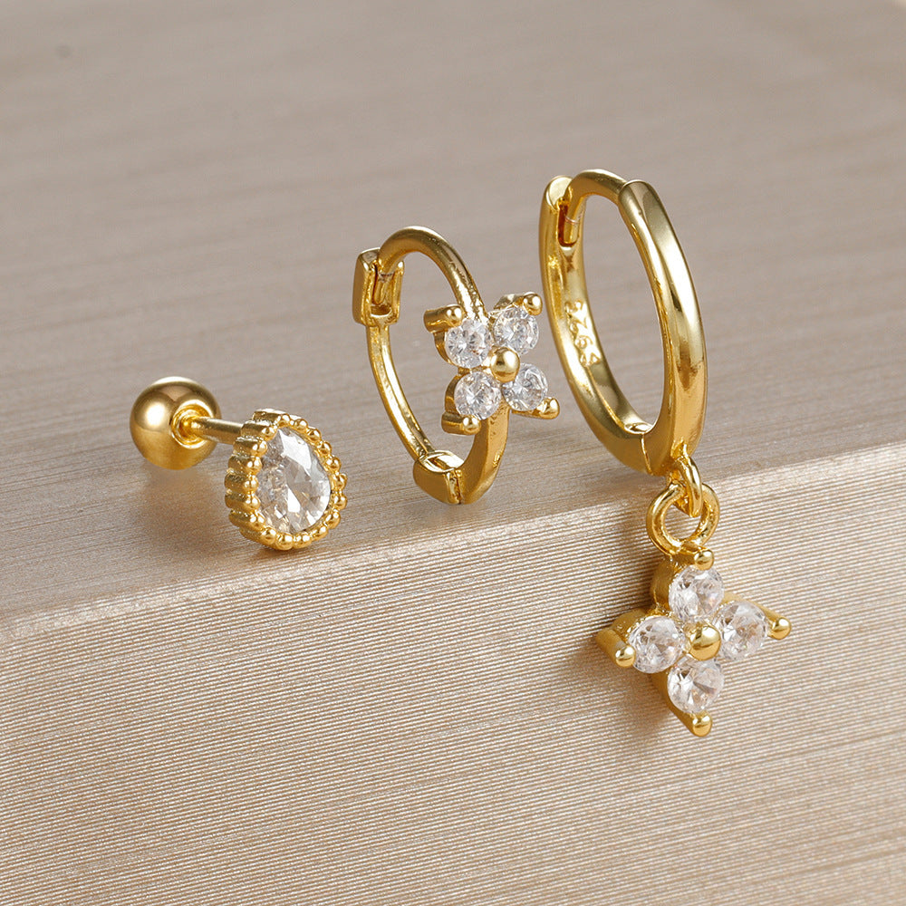 Gold and Silver Electroplating Sets for Women United States CHF - Suit Up Your Style with White Three Earrings united