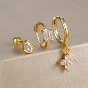 Gold and Silver Electroplating Sets for Women United States CHF - Suit Up Your Style with White Three Earrings united