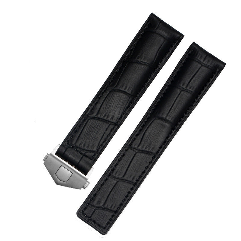 Leather Watch Strap with Stainless Steel Clasp in Multiple Colors - Time Name for Stylish Accessories leather watch