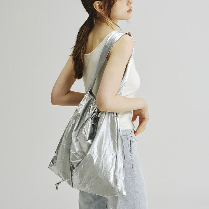 Tinfoil Shoulder Leisure Bag with Sandwich Pocket for Literary Women - Teleplus tinfoil shoulder leisure literary women